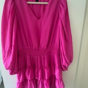 Halogen Vibrant Pink Ruffled Dress